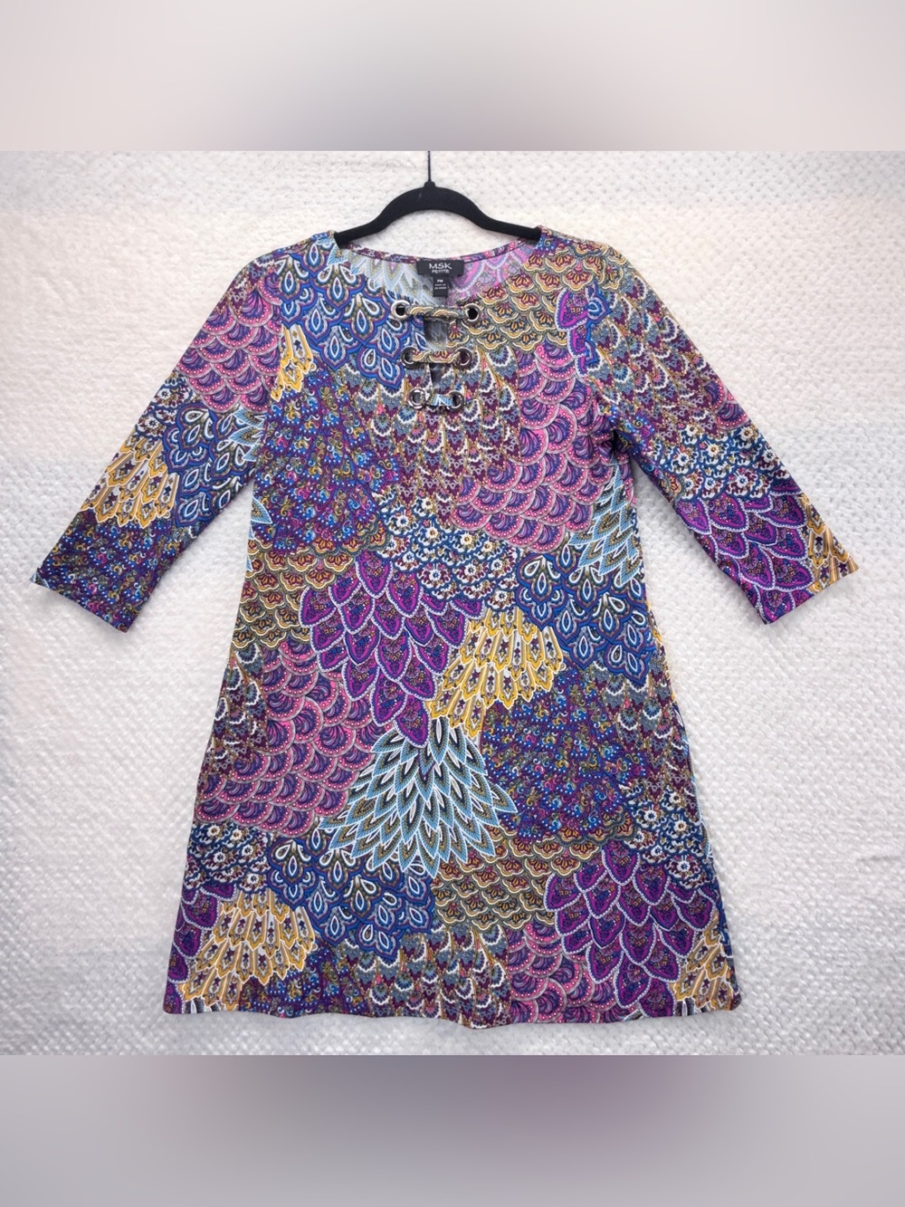 MSK Multicolor Starburst Pattern Mini Dress w/ Pockets Ring Detail